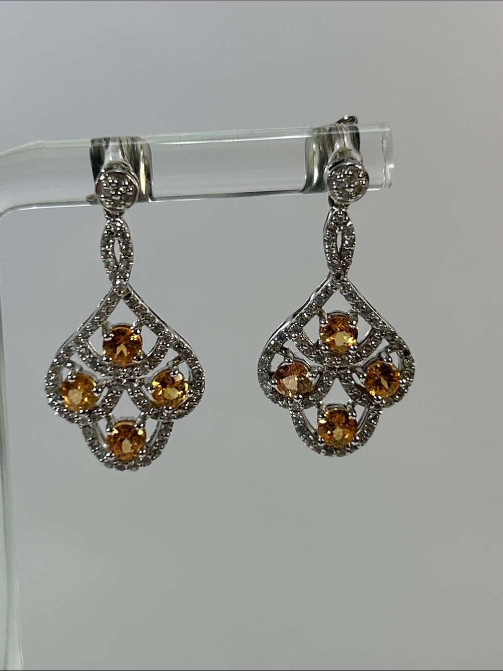 NWOT NYC 11 Sterling Silver Genuine Citrine Gemstone Dangle Earrings